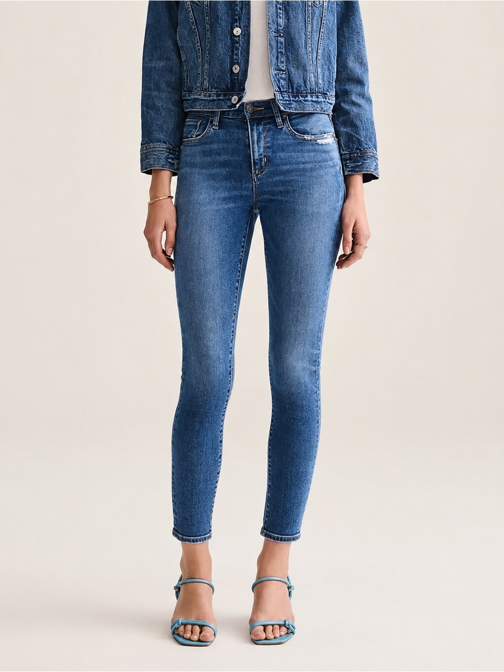 AGOLDE Sophie Mid Rise Skinny Jeans Medium Wash Stretch Denim Size 31